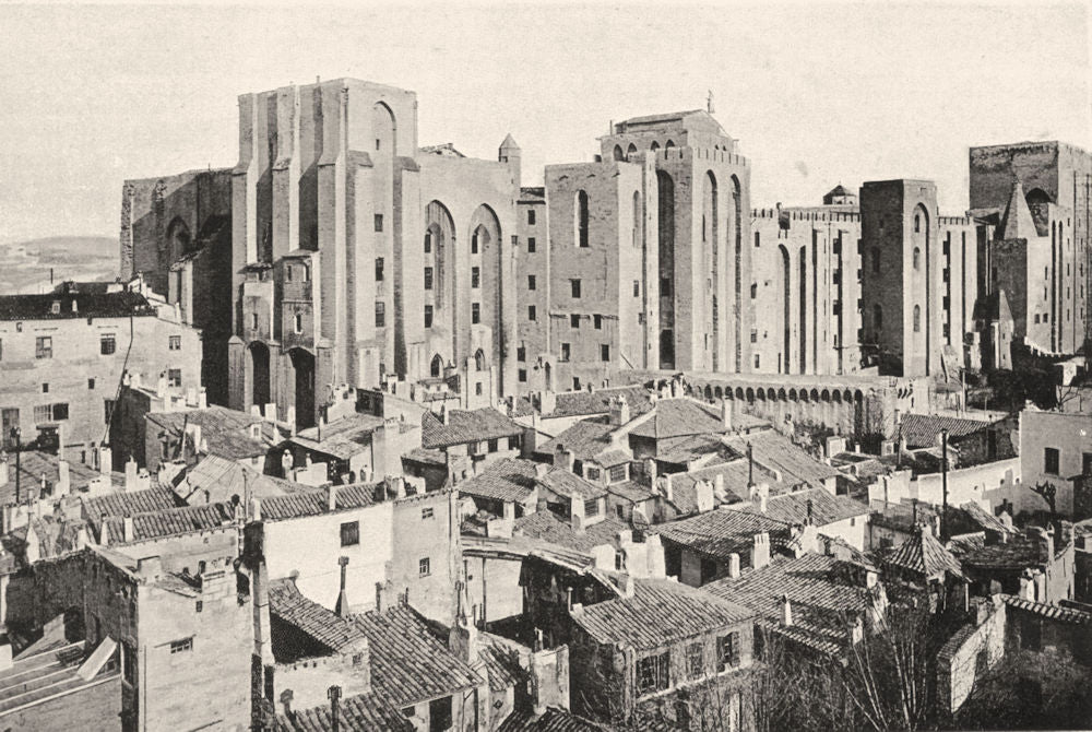 VAUCLUSE. Le château des Papes, à Avignon 1902 old antique print picture